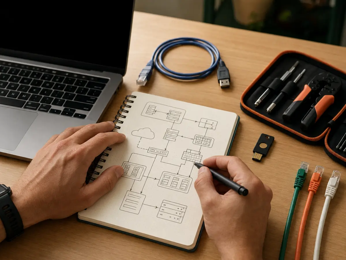Schéma d’architecture documenté dans un carnet